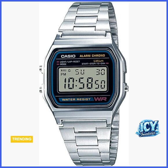 Digital Watch with Alarm Stopwatch Water Resistant Stainless Steel Bracelet